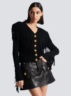 Fringed Fine Knit Cardigan-Balmain Shop