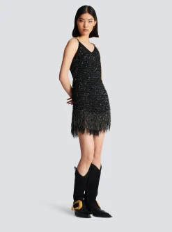 Fringed Lurex Tweed Dress-Balmain Shop