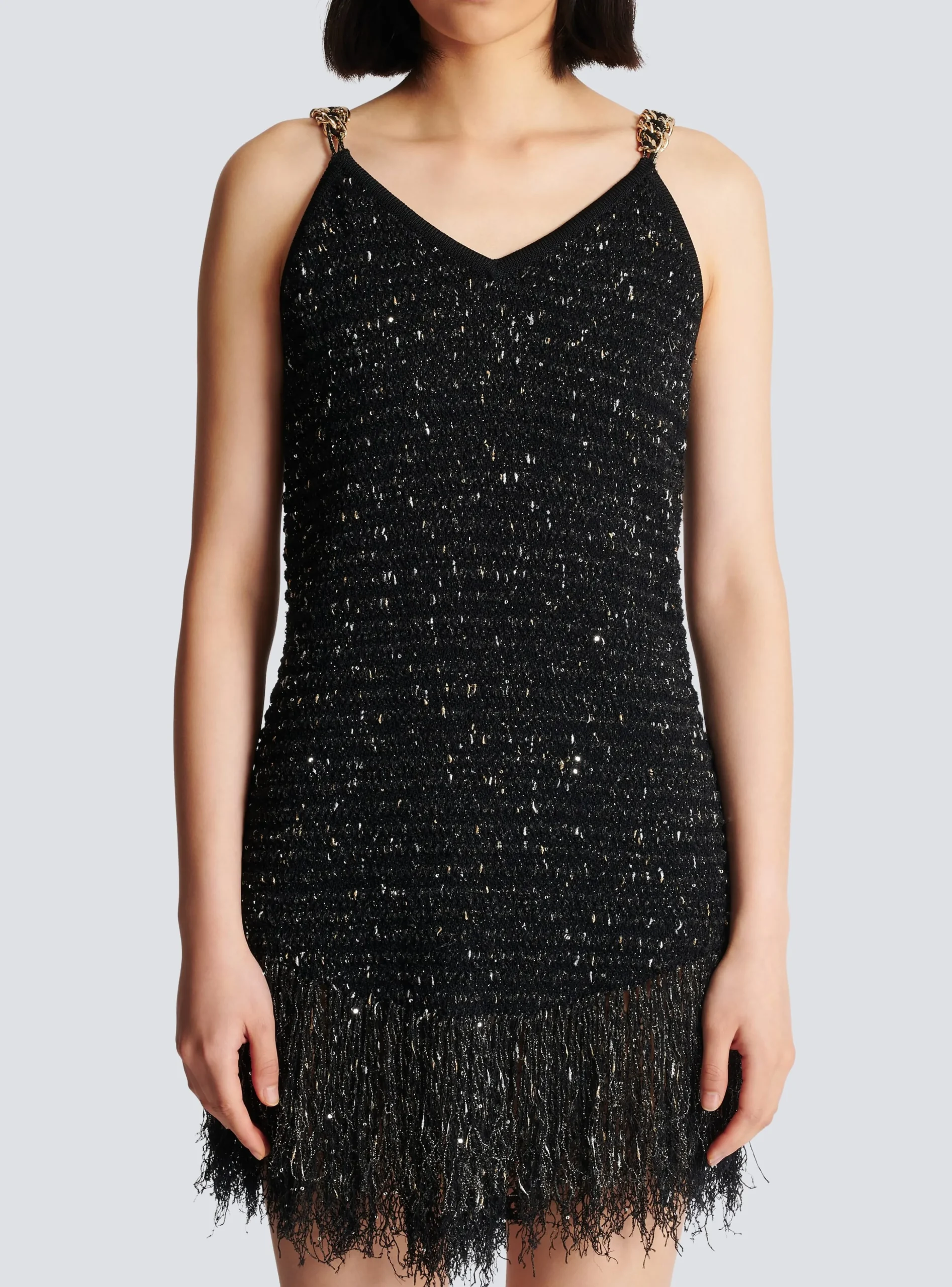 Fringed Lurex Tweed Dress-Balmain Shop