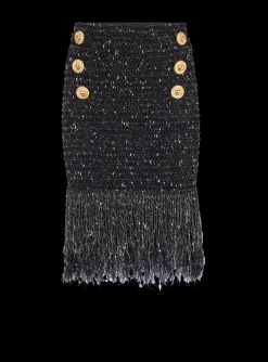 Fringed Lurex Tweed Skirt-Balmain Best Sale