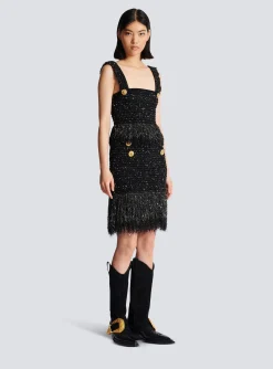 Fringed Lurex Tweed Skirt-Balmain Best Sale