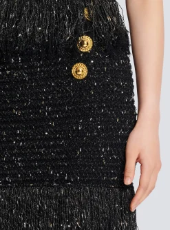 Fringed Lurex Tweed Skirt-Balmain Best Sale