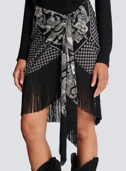 Fringed Silk Scarf Skirt-Balmain Store