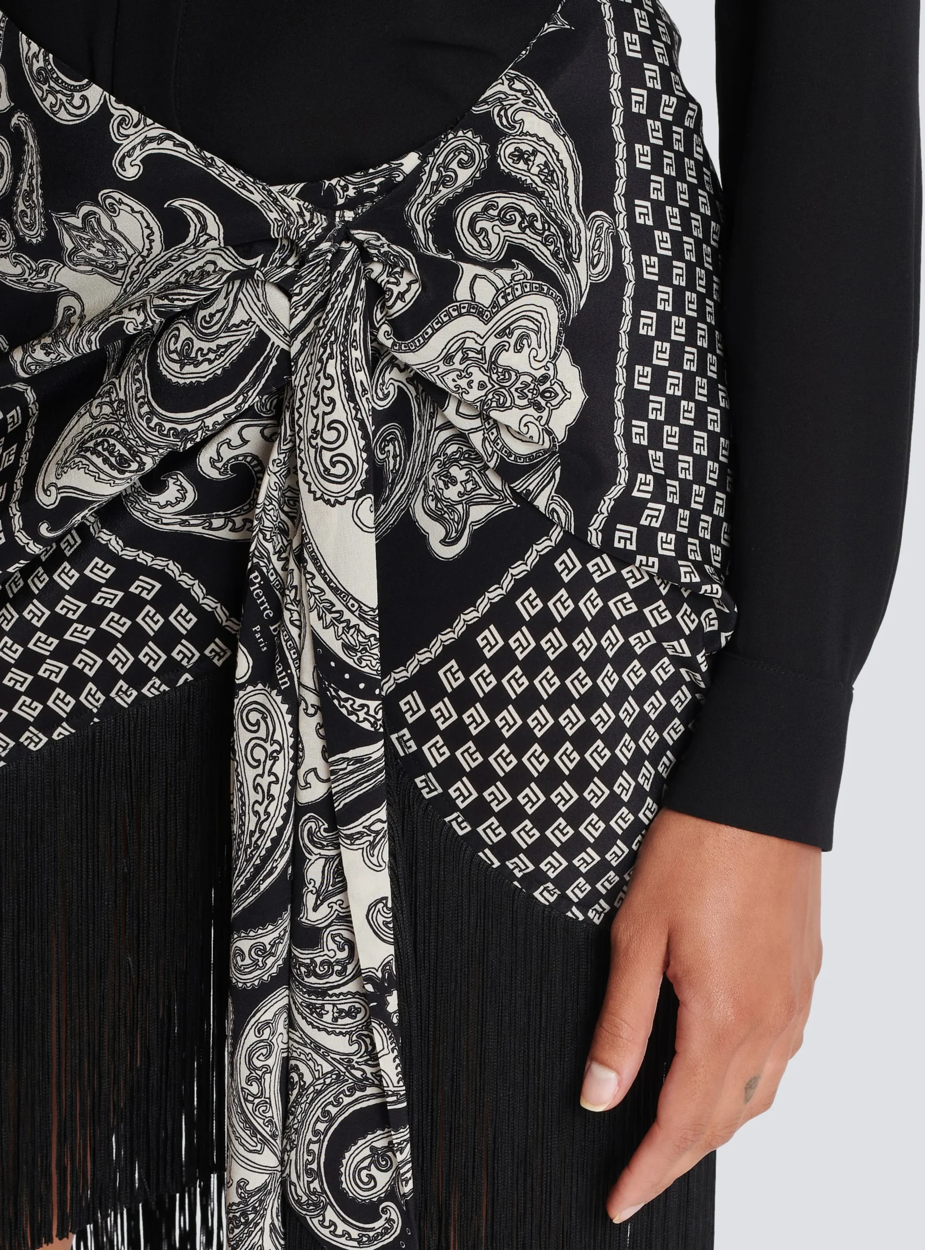 Fringed Silk Scarf Skirt-Balmain Store