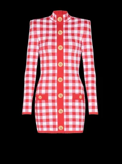 Gingham Fine Knit Dress-Balmain Sale