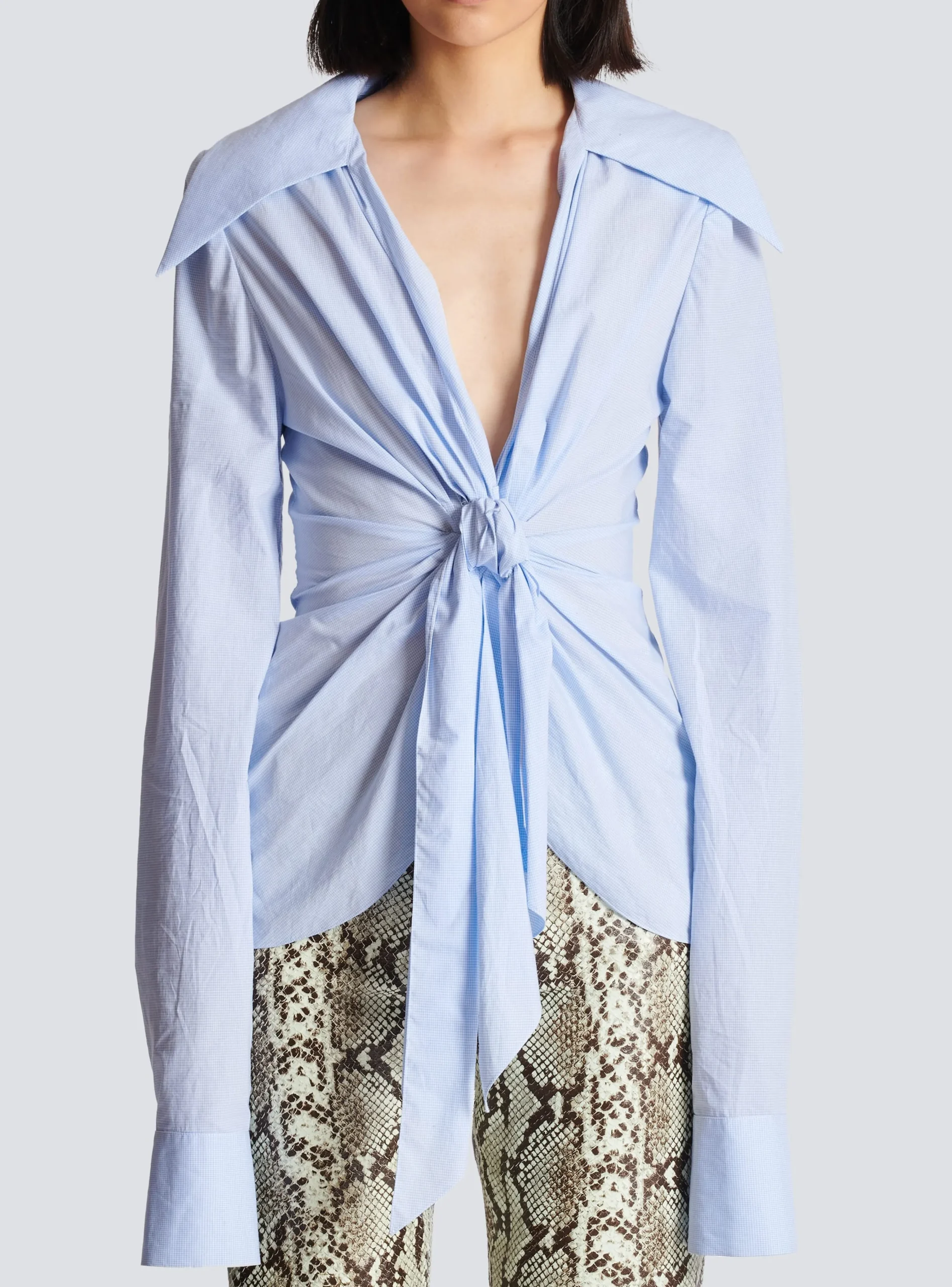 Gingham Tie Shirt-Balmain Best
