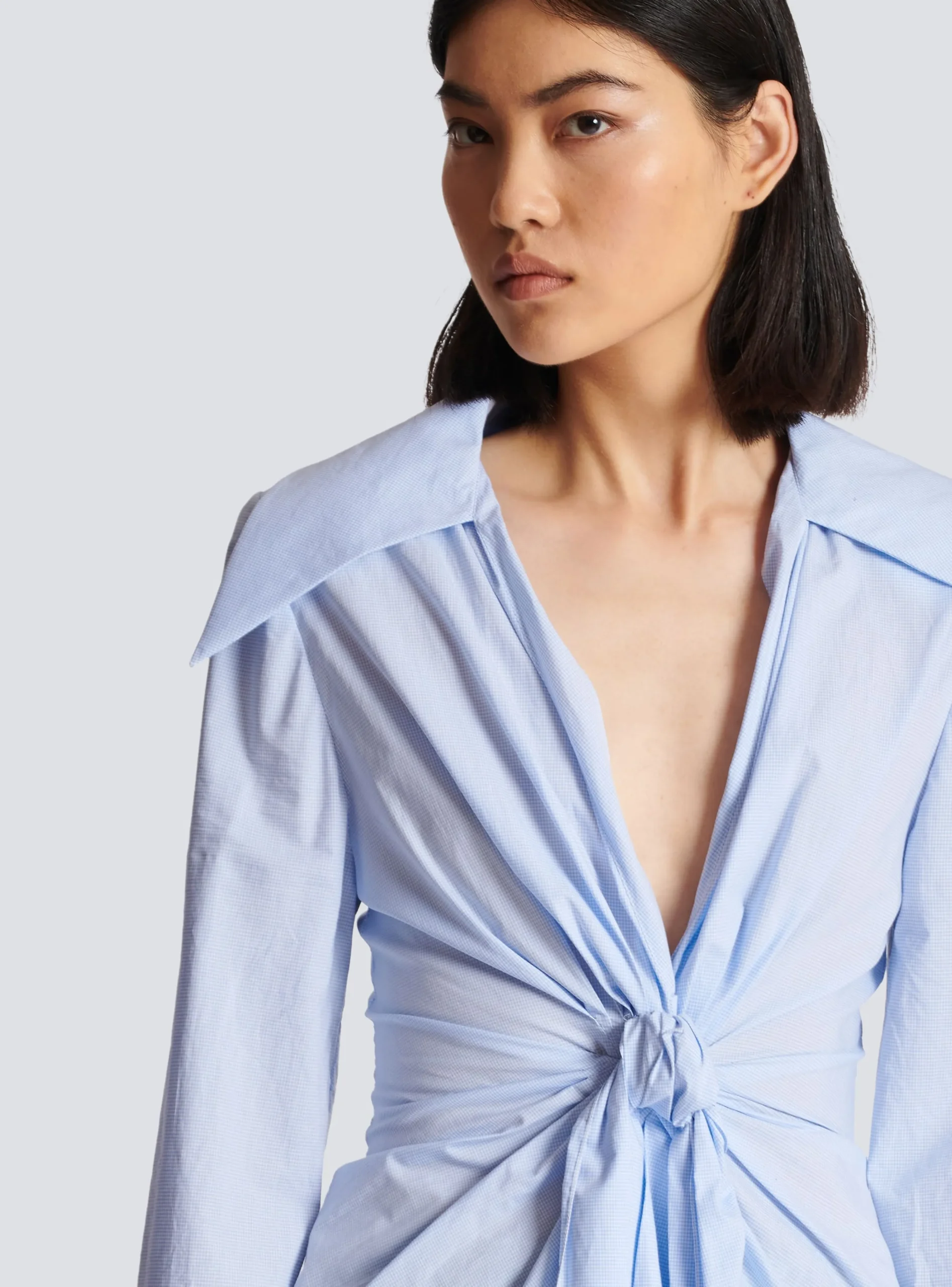 Gingham Tie Shirt-Balmain Best