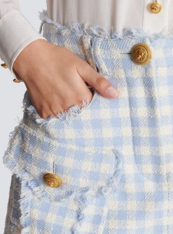 Gingham Tweed A-line Skirt-Balmain Cheap