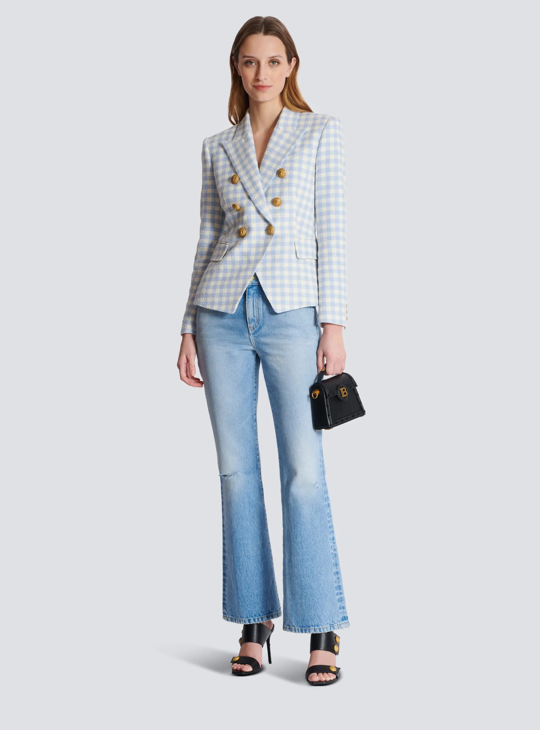 Gingham Tweed 6-button Jacket-Balmain Online