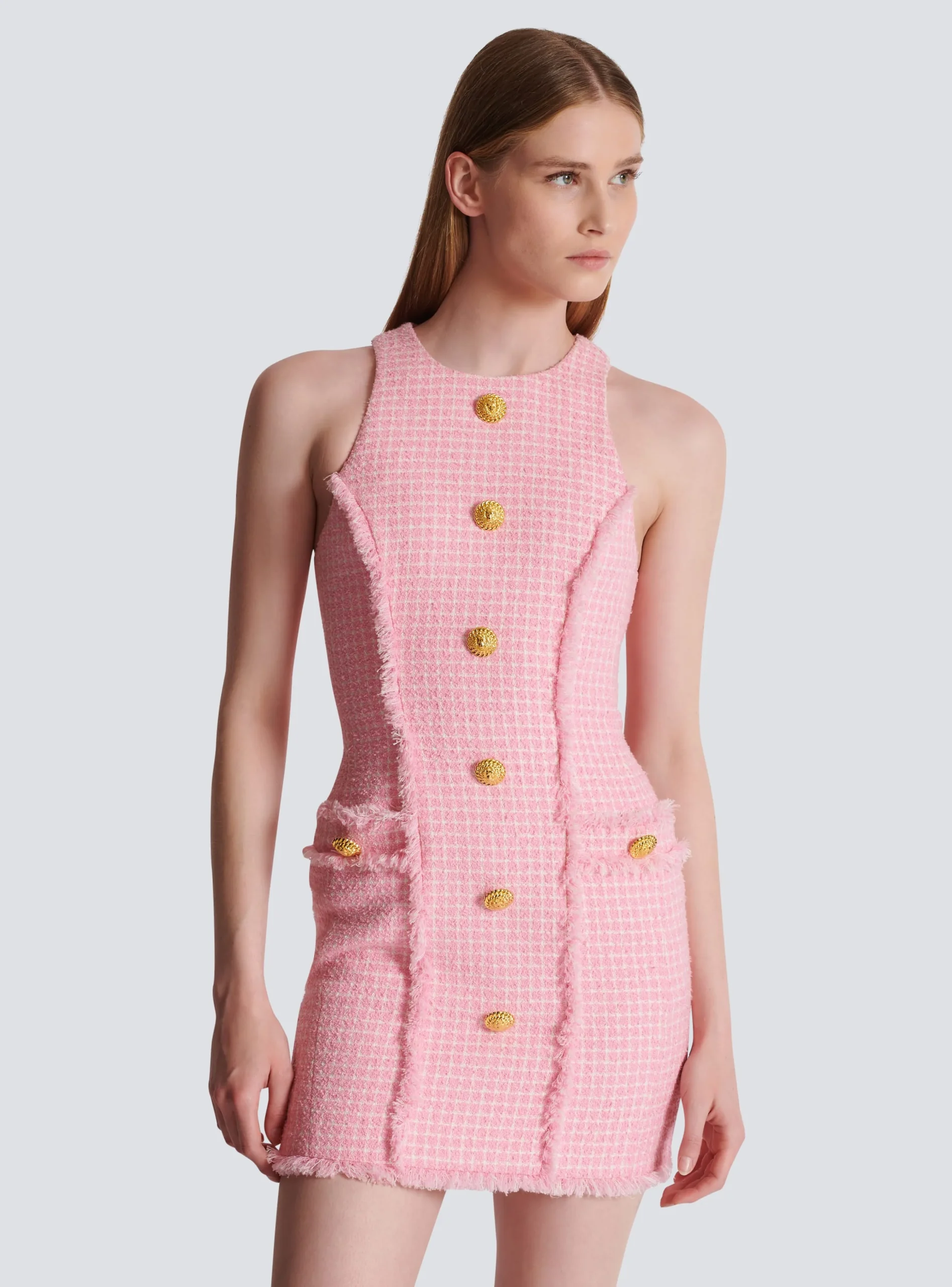 Gingham Tweed Dress-Balmain Cheap