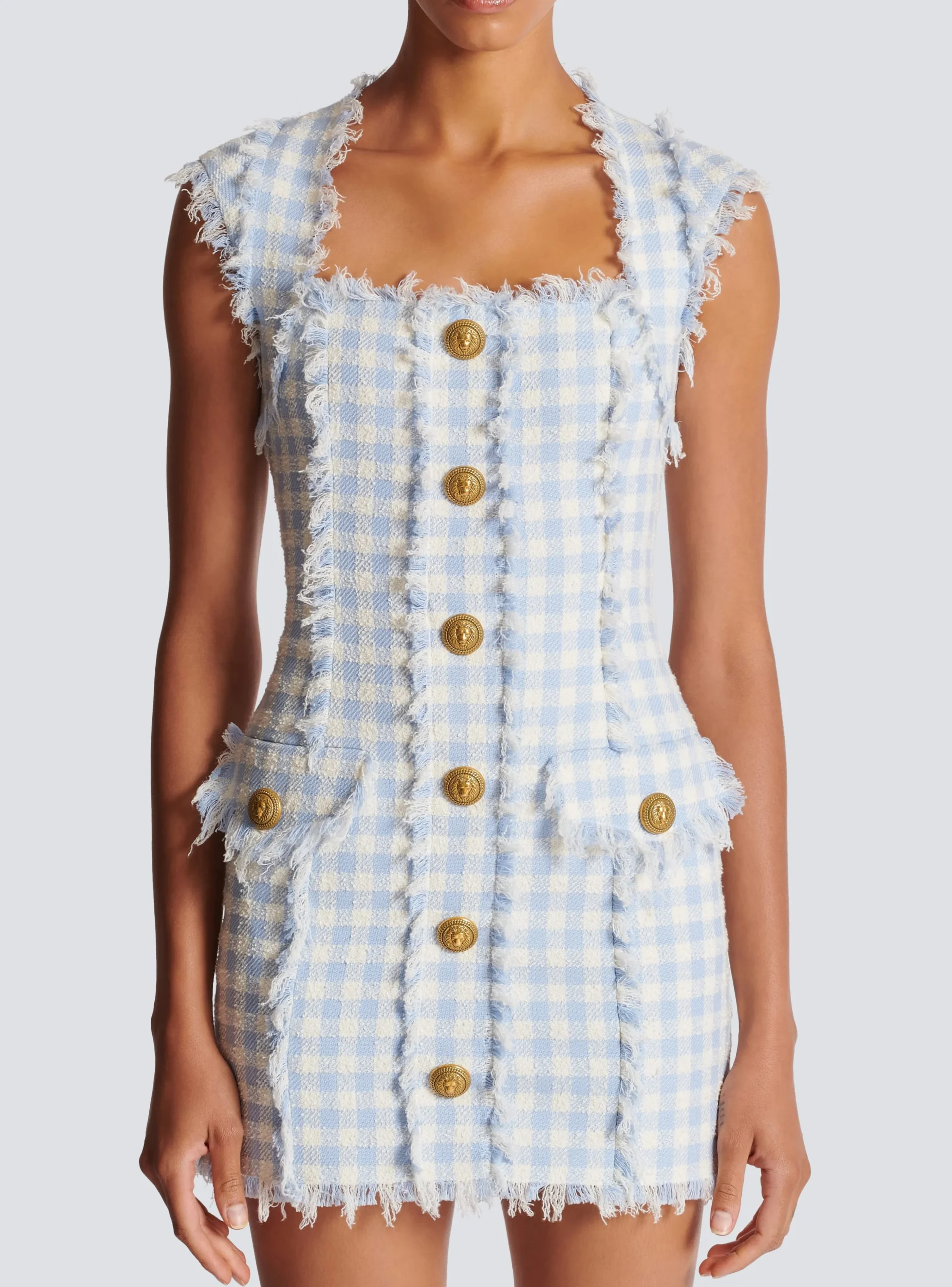 Gingham Tweed Dress-Balmain Online