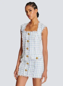 Gingham Tweed Dress-Balmain Online