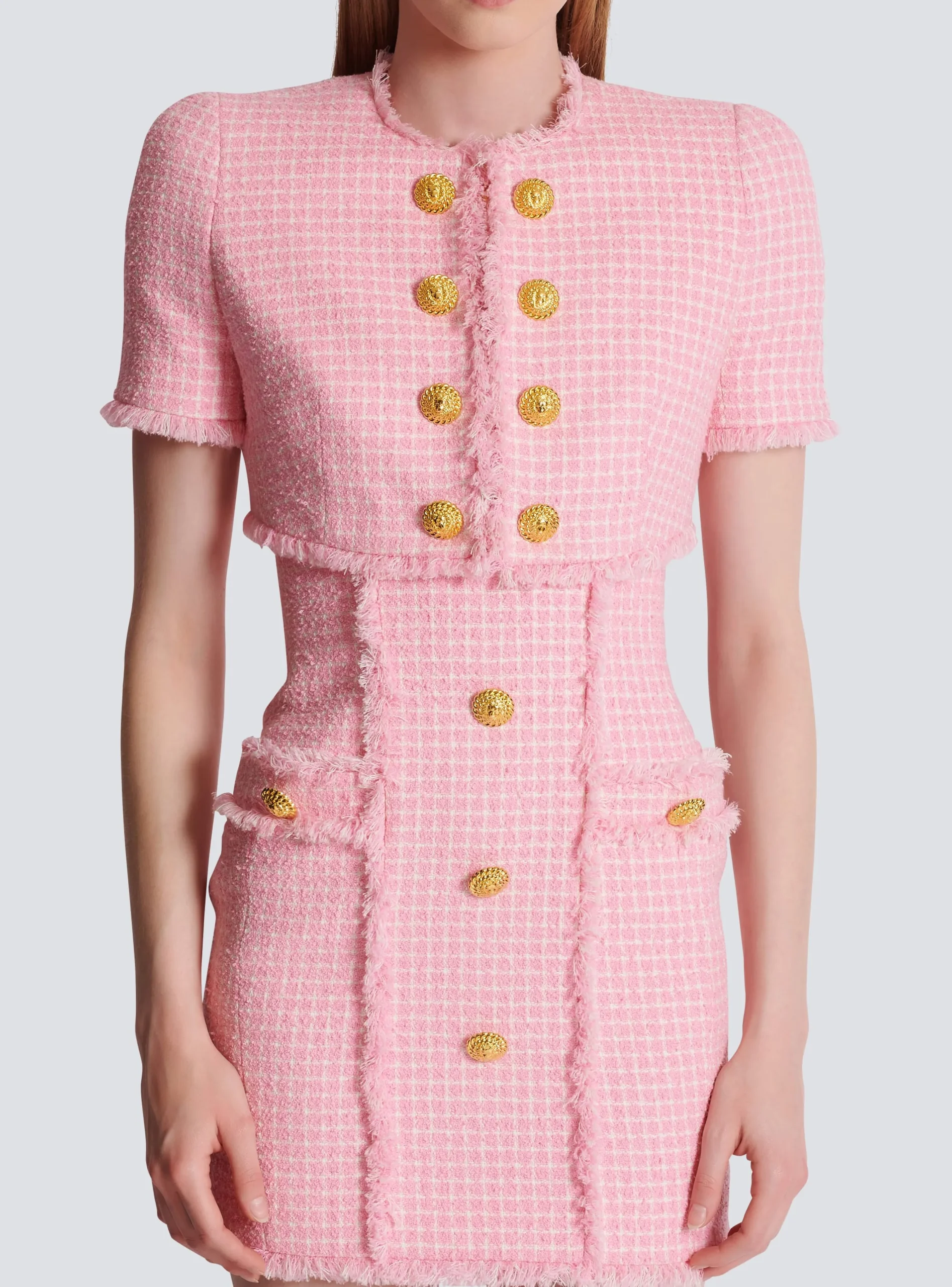 Gingham Tweed Jacket-Balmain Store