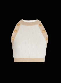 Gold-trimmed Knit Crop Top-Balmain Online