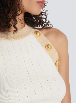 Gold-trimmed Knit Crop Top-Balmain Online