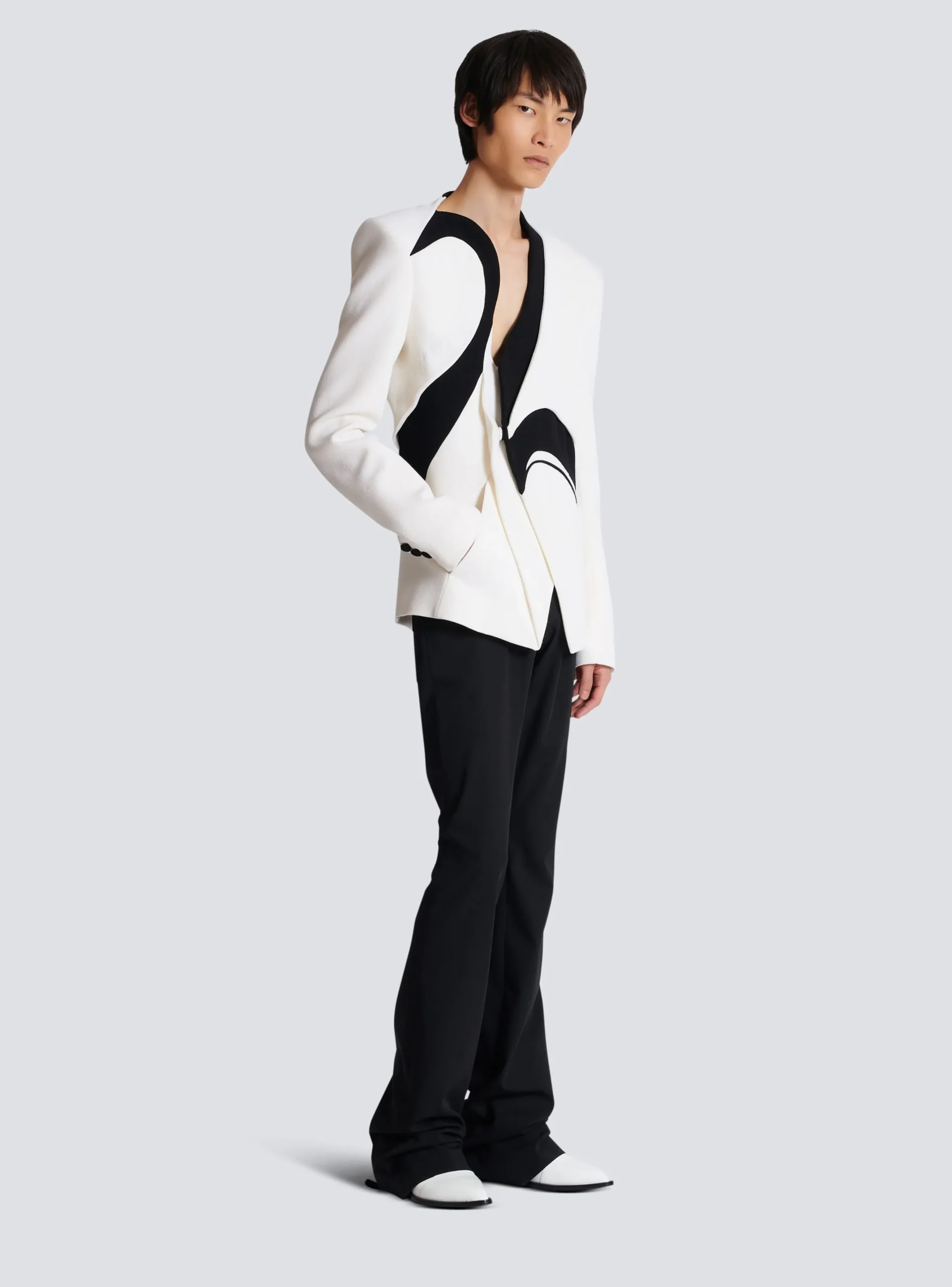Graphic Double Crepe Blazer With Inserts-Balmain Shop