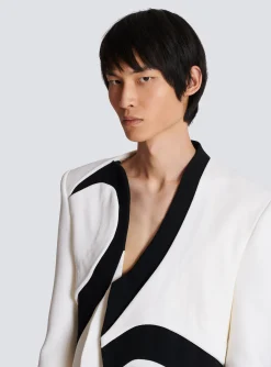 Graphic Double Crepe Blazer With Inserts-Balmain Shop