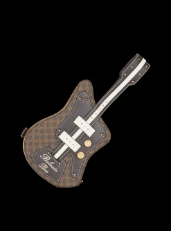 Guitar Bag Clutch With Leather And Monogram Detailing-Balmain Cheap