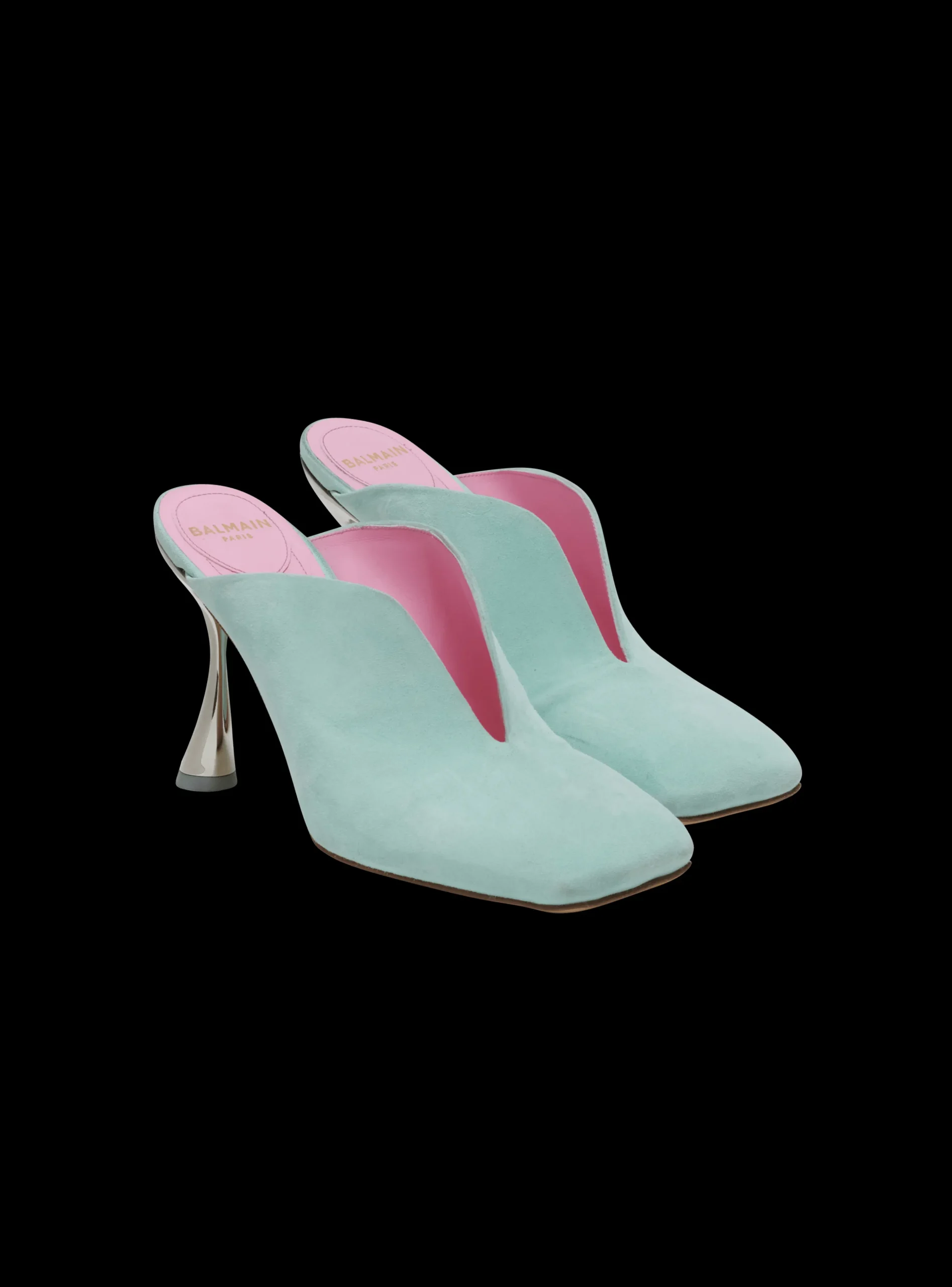 Heeled Eden Mules In Suede Leather-Balmain Flash Sale