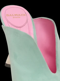 Heeled Eden Mules In Suede Leather-Balmain Flash Sale