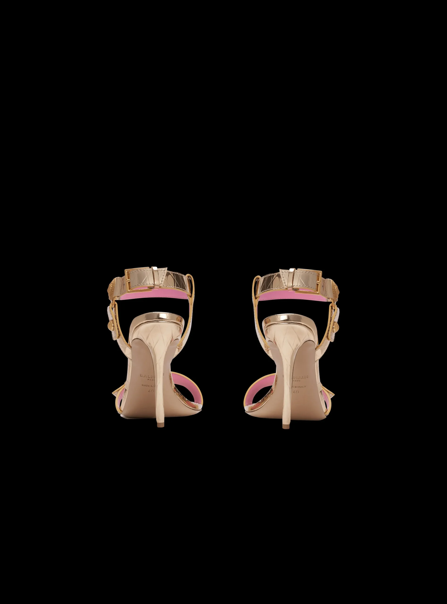 Heeled Eva Sandals In Mirrored Leather-Balmain Store