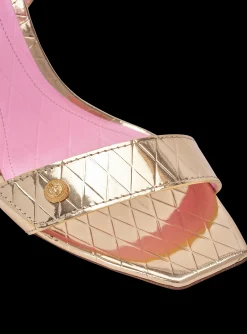Heeled Eva Sandals In Mirrored Leather-Balmain Store