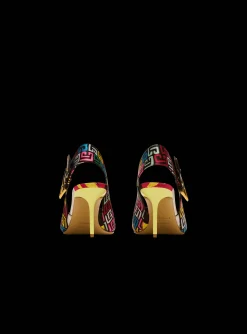 Heeled Ruby Slingbacks In Printed Satin-Balmain Cheap