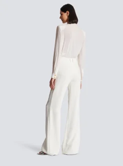 High-waisted Crepe Trousers-Balmain Shop