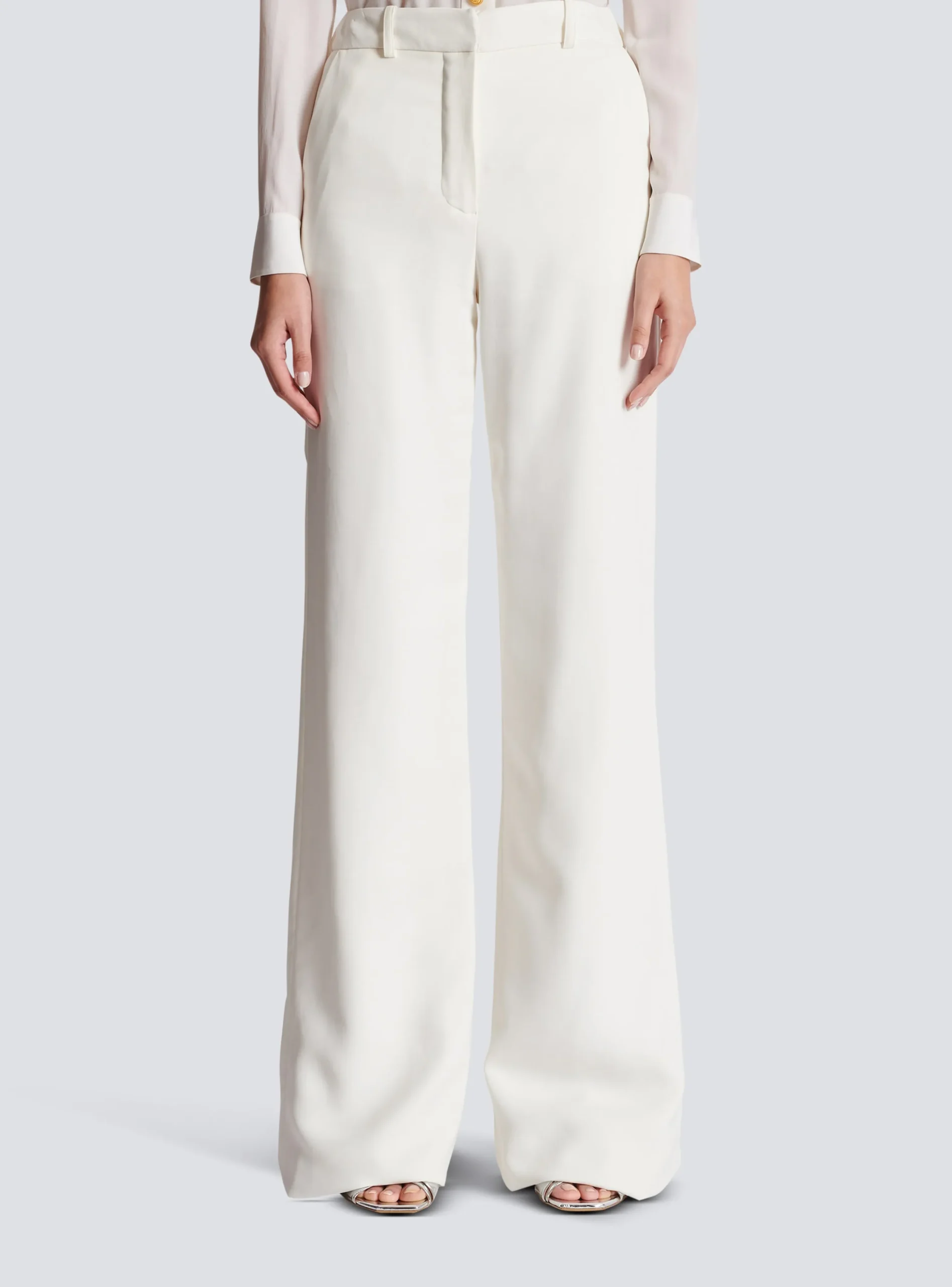 High-waisted Crepe Trousers-Balmain Shop