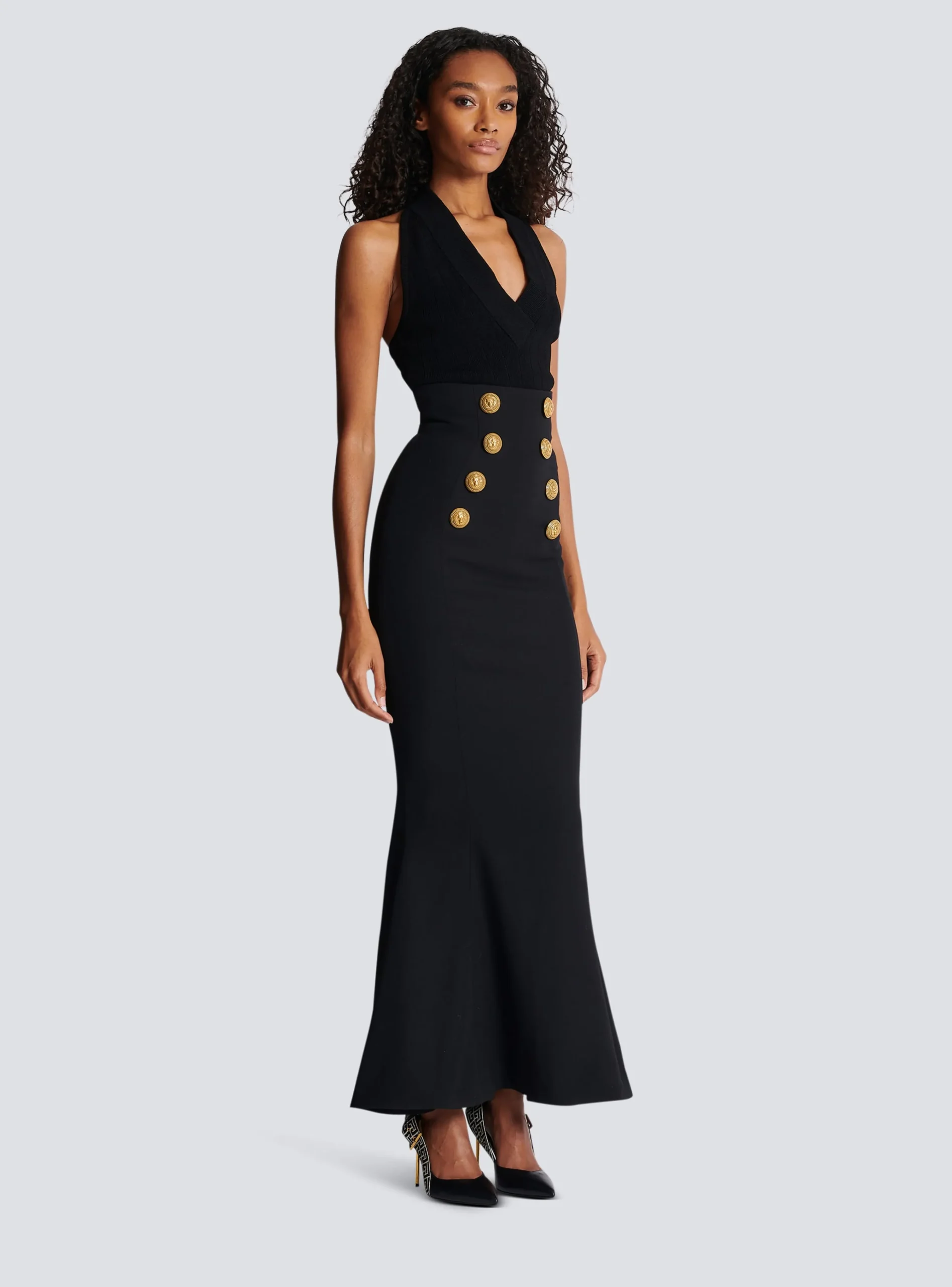 High-waisted Long Skirt With Buttons-Balmain Flash Sale