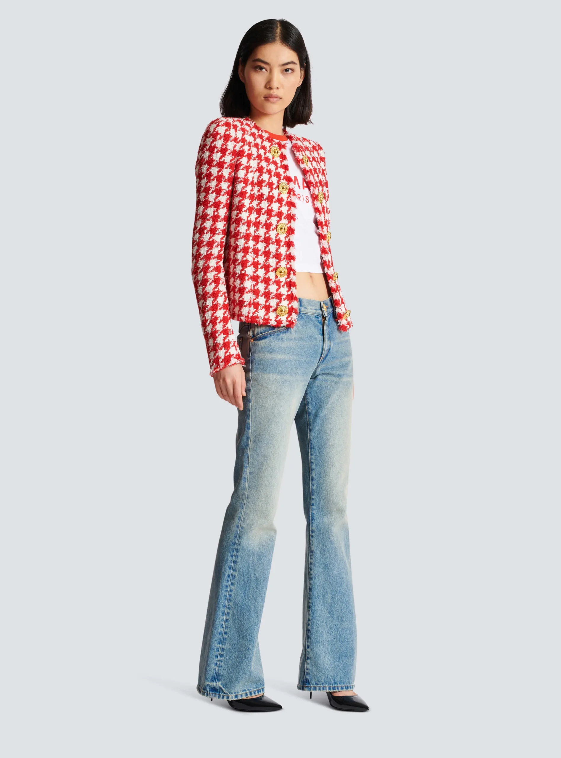 Houndstooth Tweed Jacket-Balmain Discount