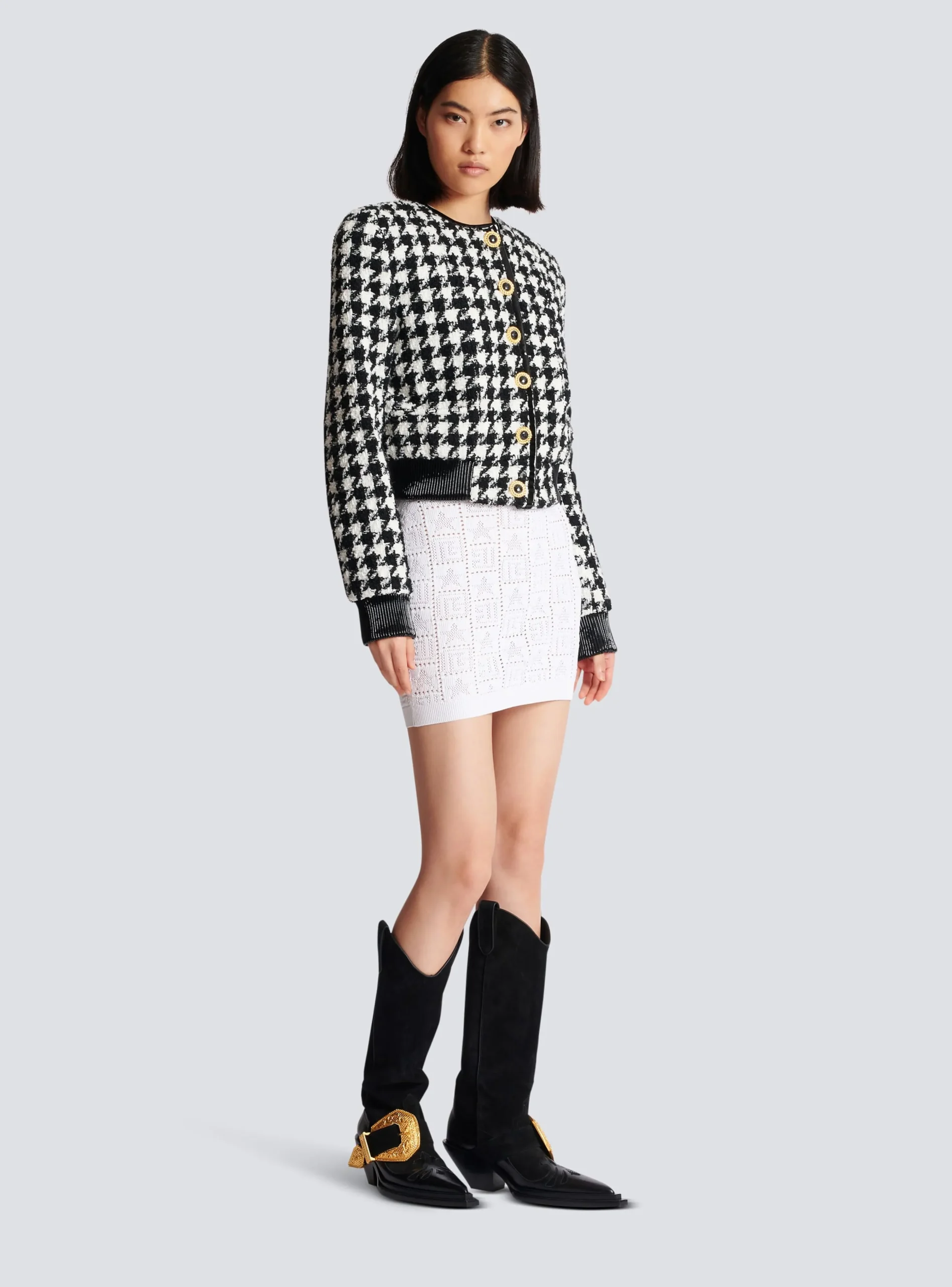 Houndstooth Tweed Jacket-Balmain Outlet