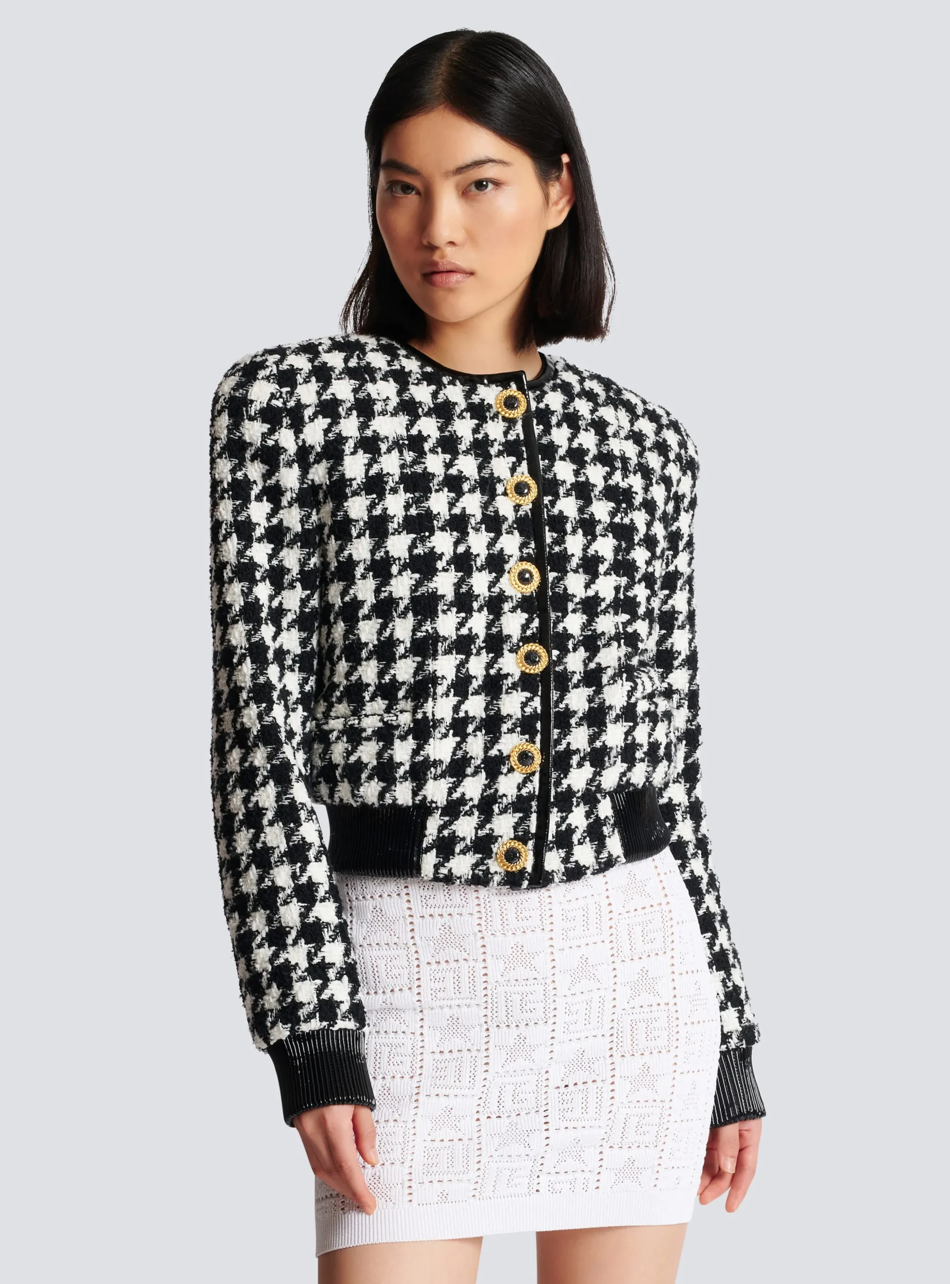 Houndstooth Tweed Jacket-Balmain Outlet
