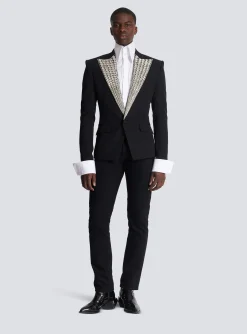 Jacket With Crystal-embellished Collar-Balmain Shop