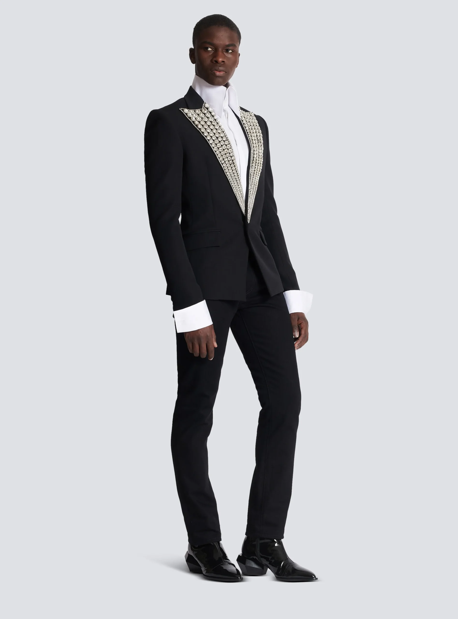 Jacket With Crystal-embellished Collar-Balmain Shop