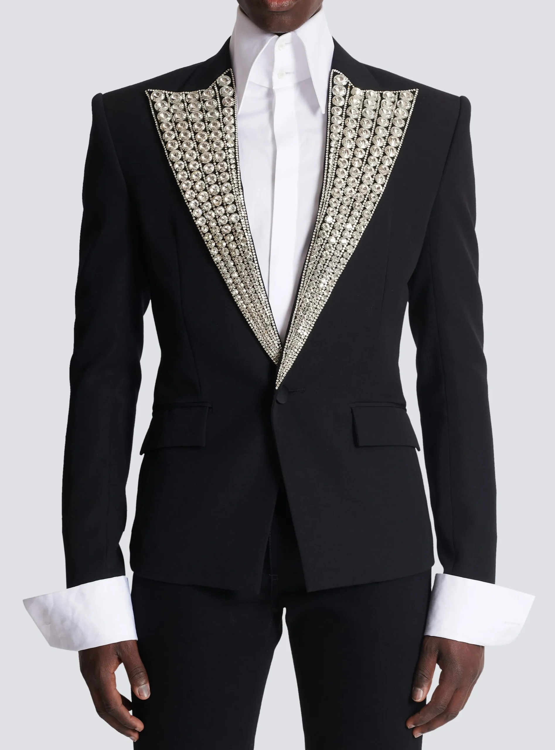 Jacket With Crystal-embellished Collar-Balmain Shop