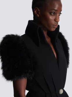 Jacket With Short Faux Fur Sleeves-Balmain Discount
