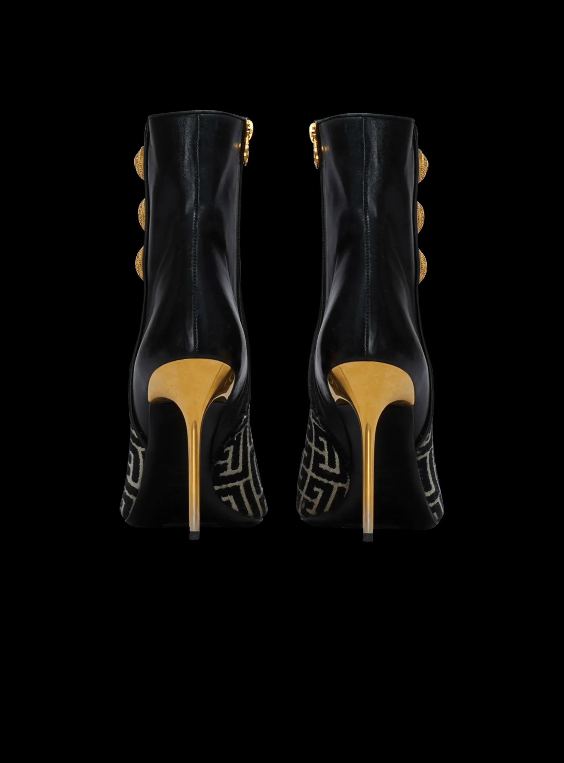Jacquard Monogram And Leather Roni Ankle Boots-Balmain Fashion