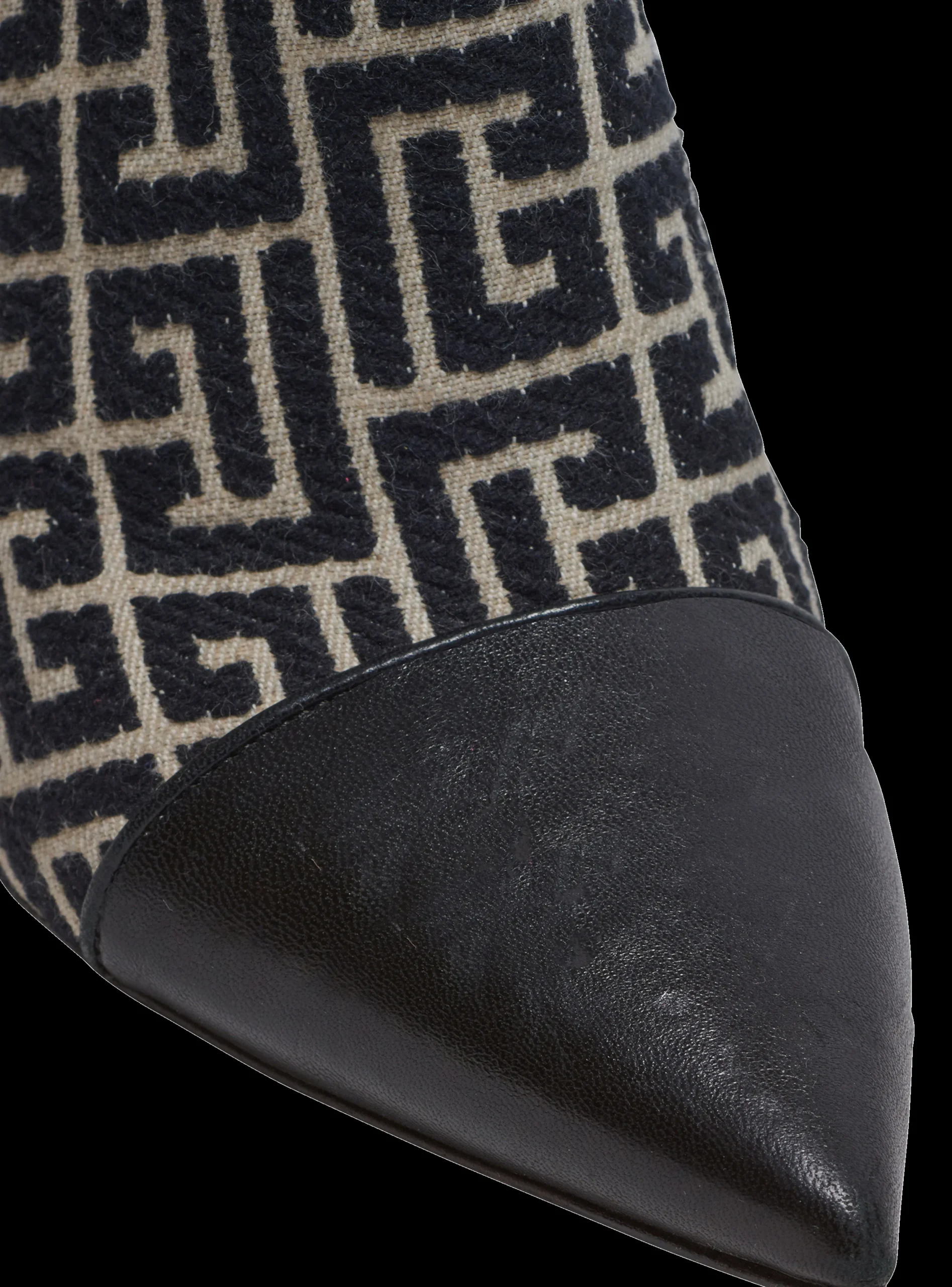 Jacquard Monogram And Leather Roni Ankle Boots-Balmain Fashion