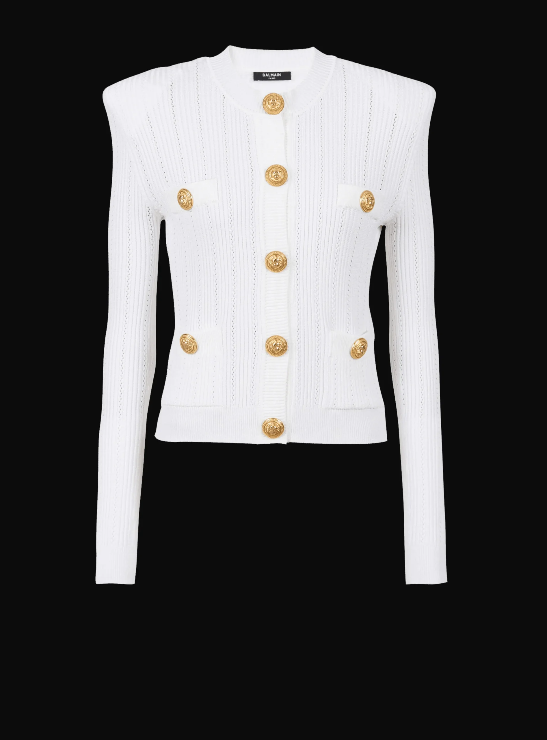 Knit Cardigan With Gold Buttons-Balmain Clearance