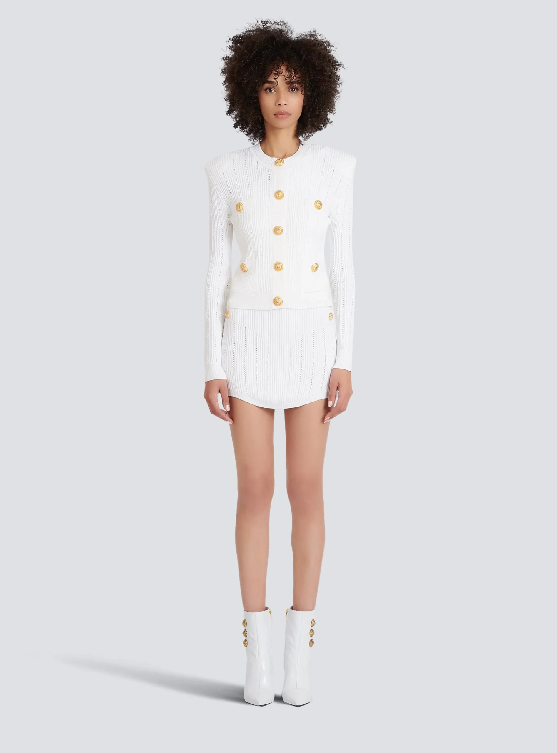 Knit Cardigan With Gold Buttons-Balmain Clearance