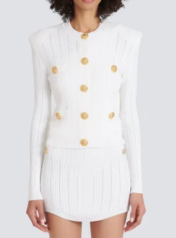 Knit Cardigan With Gold Buttons-Balmain Clearance