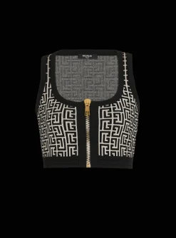 Knit Crop Top With Monogram-Balmain Shop