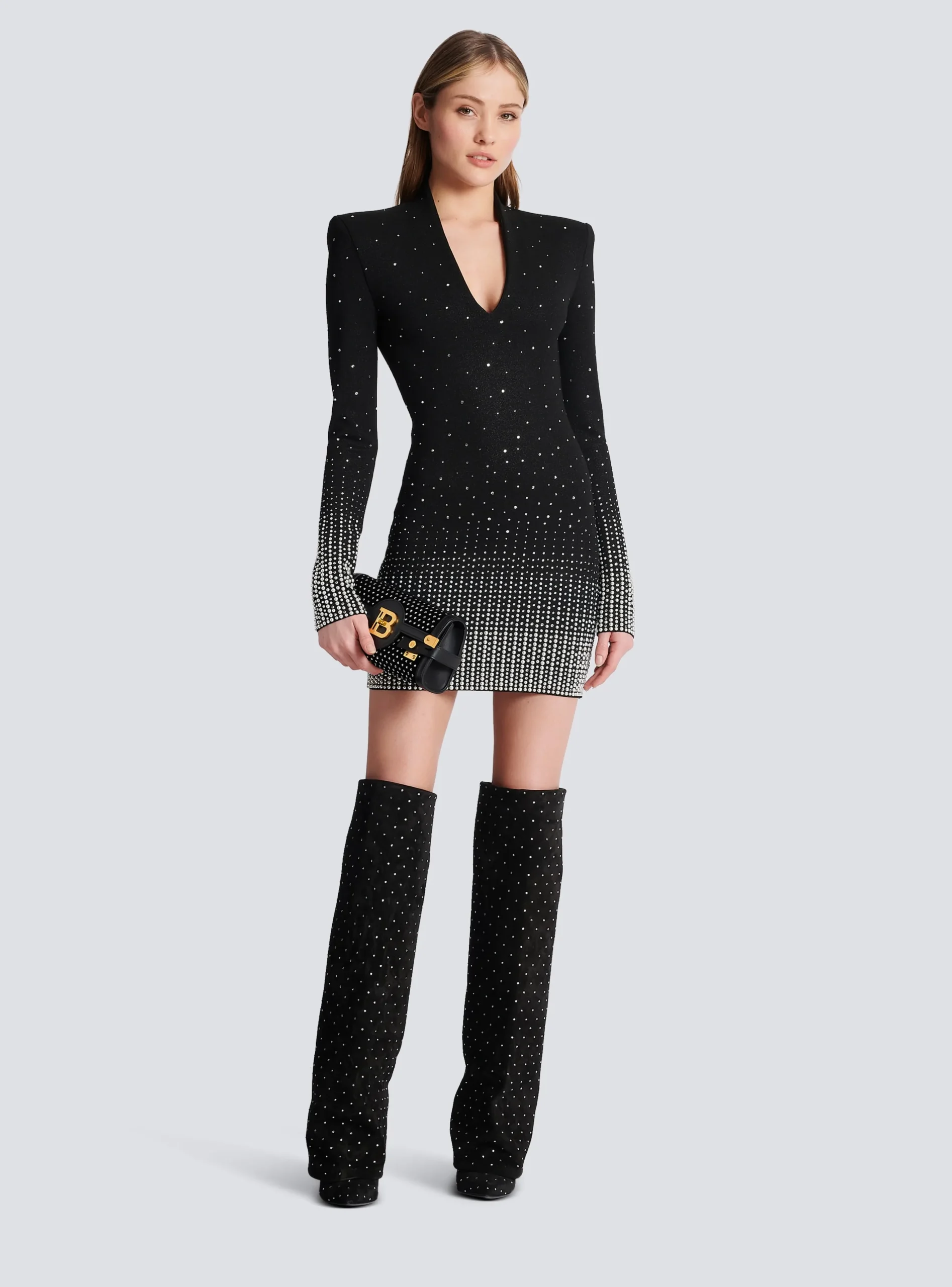 Knit Dress With Pearl And Crystal Embroidery-Balmain Best