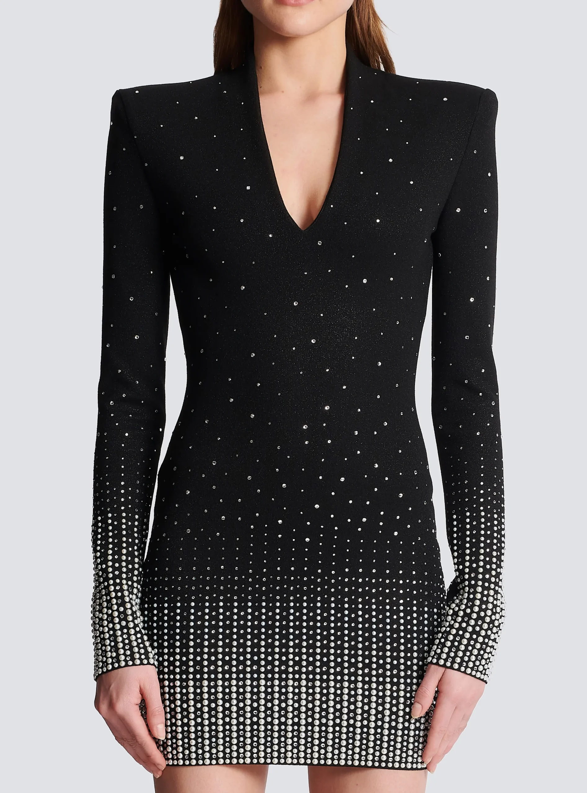Knit Dress With Pearl And Crystal Embroidery-Balmain Best