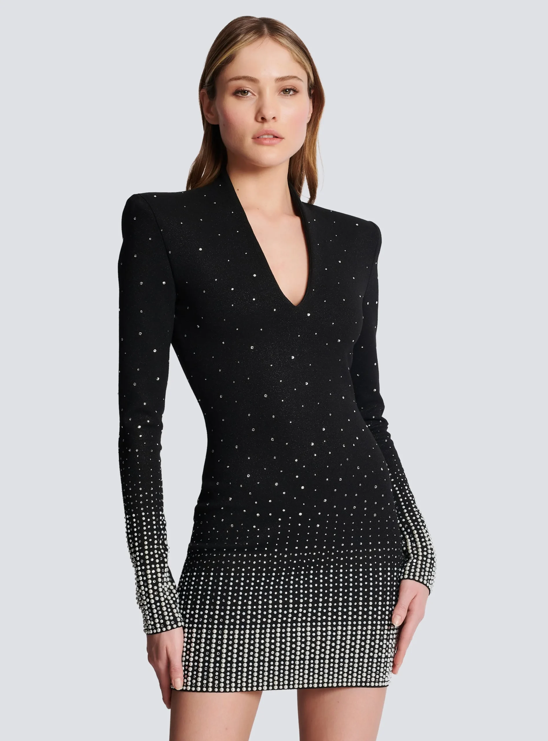 Knit Dress With Pearl And Crystal Embroidery-Balmain Best