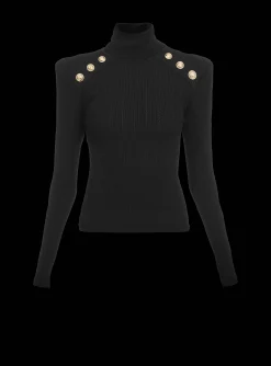 Knit Jumper With Gold Buttons-Balmain Shop