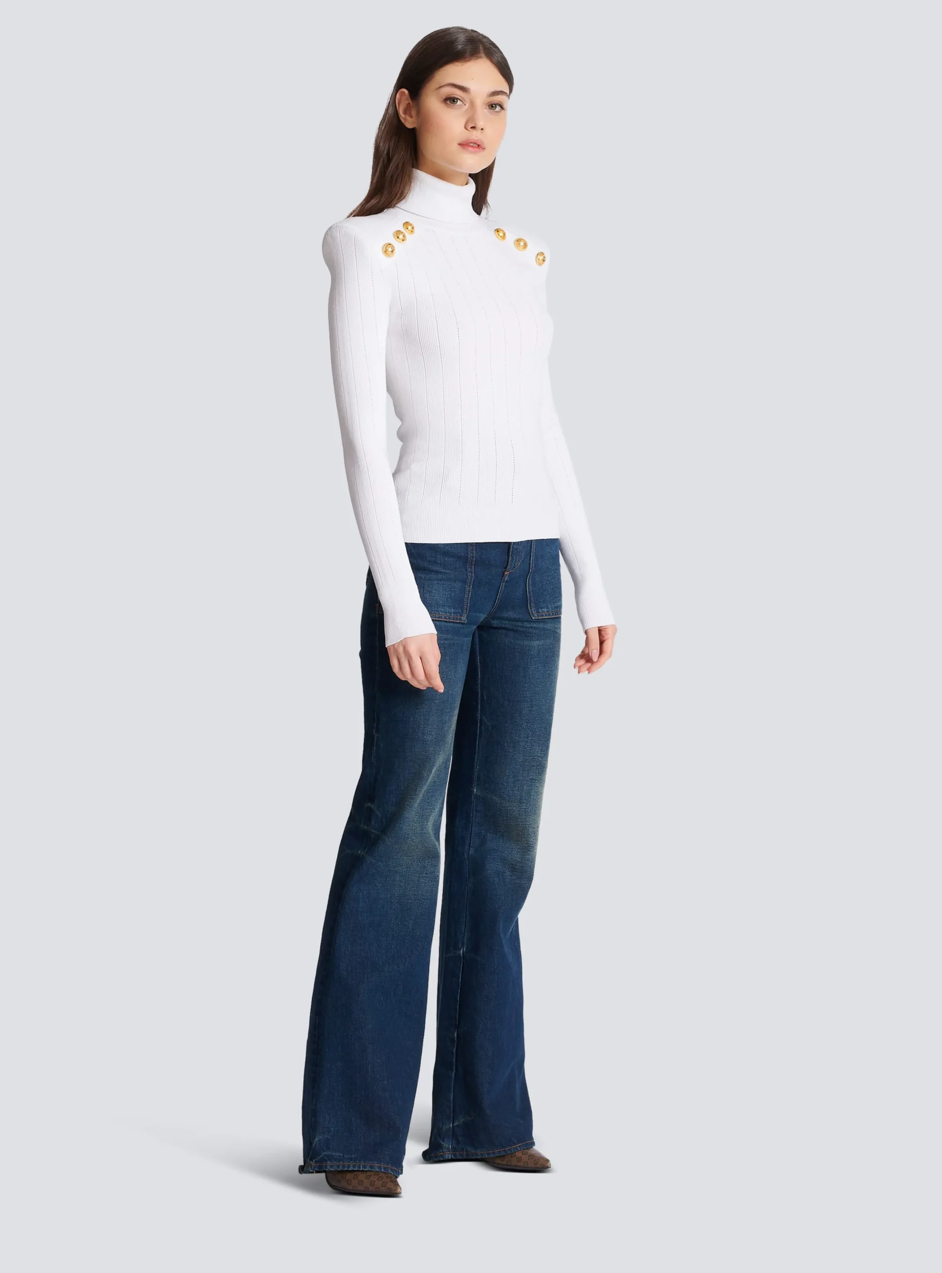 Knit Jumper With Gold Buttons-Balmain Outlet