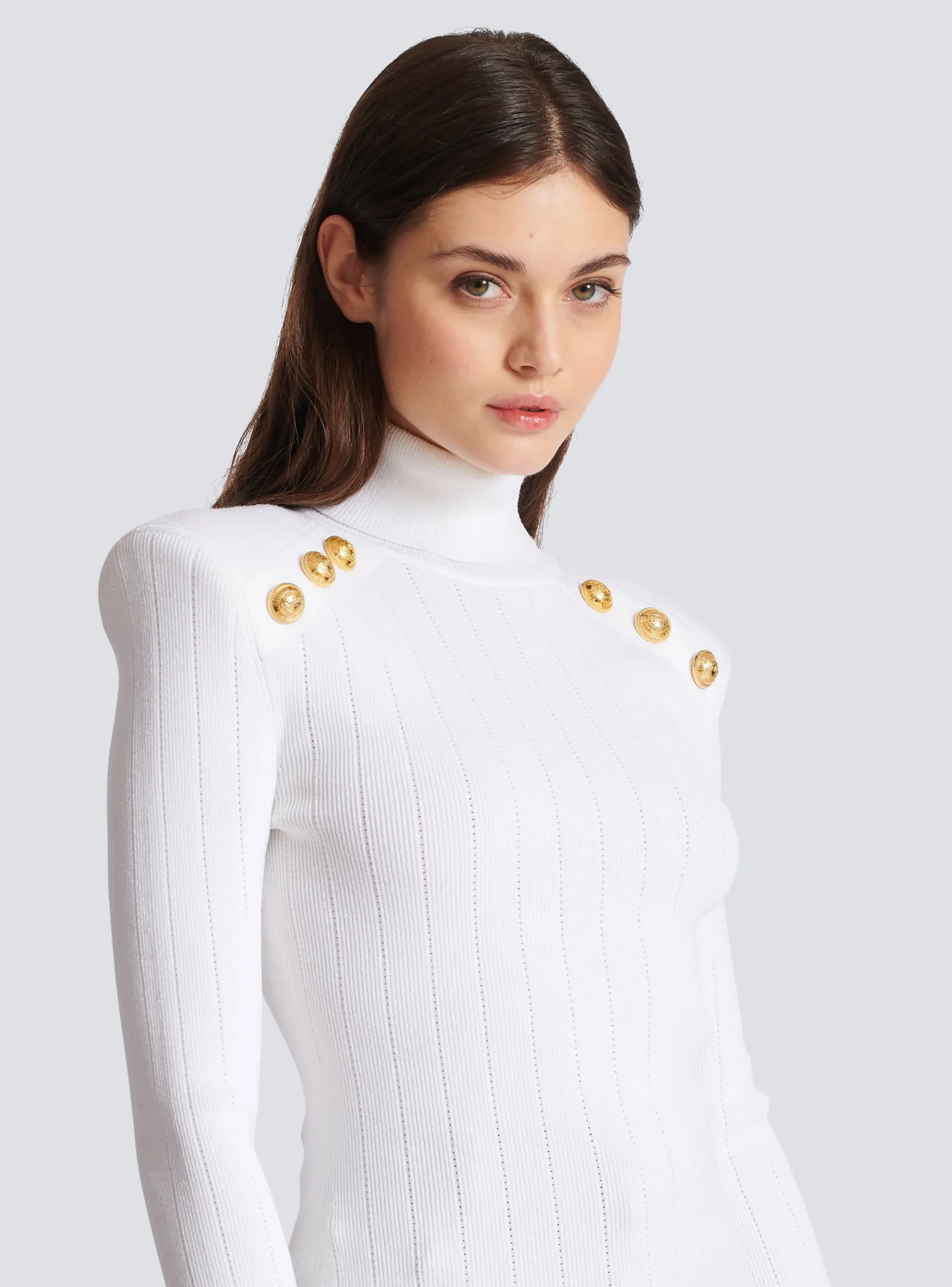 Knit Jumper With Gold Buttons-Balmain Outlet