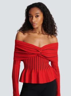 Knotted Off-the-shoulder Top-Balmain Discount